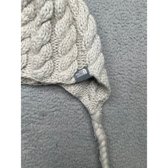 The North Face wool blend Cable Knit Hat with Ear Flaps & Braids - Picture 4 of 6